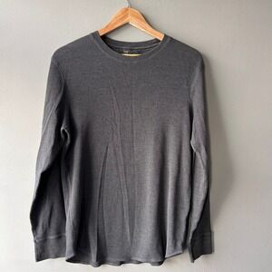 Gap Mens Long Sleeve Waffle Knit Thermal Shirt Charcoal Gray Large L Crewneck